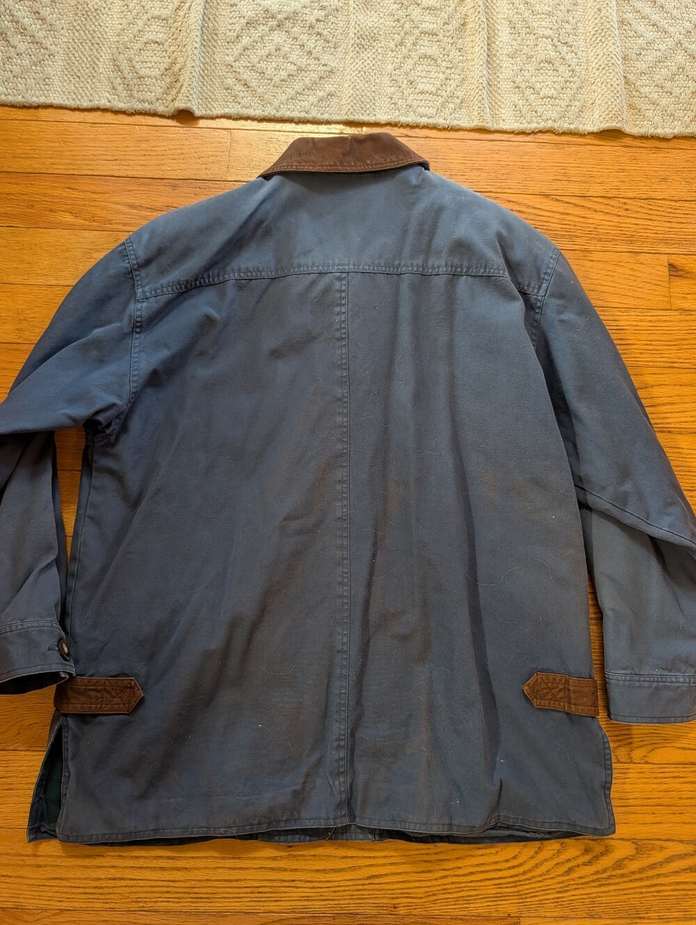 Vintage Talbots Barn Jacket Utility Coat Canvas Flannel Lined Leather Collar Vtg - Picture 5 of 9